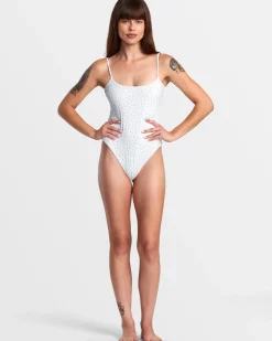 RVCA POINTE ONE-PIECE SWIMSUIT White New