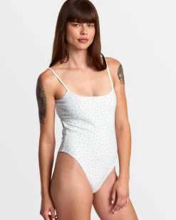 RVCA POINTE ONE-PIECE SWIMSUIT White New