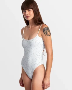 RVCA POINTE ONE-PIECE SWIMSUIT White New