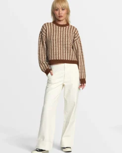 RVCA PREP SWEATER Mocha Bisque New