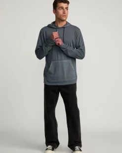 RVCA PTC PIGMENT HOODED LONG SLEEVE TEE Garage Blue Online