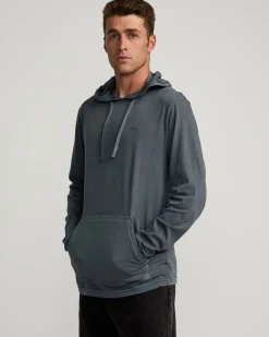 RVCA PTC PIGMENT HOODED LONG SLEEVE TEE Garage Blue Online