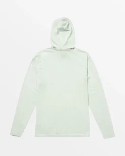 RVCA PTC PIGMENT HOODED LONG SLEEVE TEE Light Blue Discount