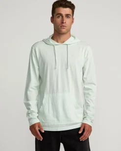 RVCA PTC PIGMENT HOODED LONG SLEEVE TEE Light Blue Discount