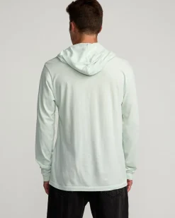 RVCA PTC PIGMENT HOODED LONG SLEEVE TEE Light Blue Discount