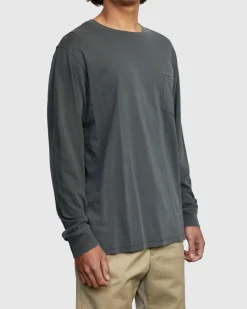 RVCA PTC PIGMENT LONG SLEEVE TEE Pirate Black Clearance