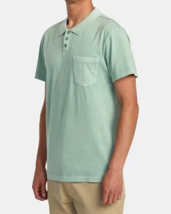 RVCA PTC PIGMENT POLO SHIRT Green Haze New