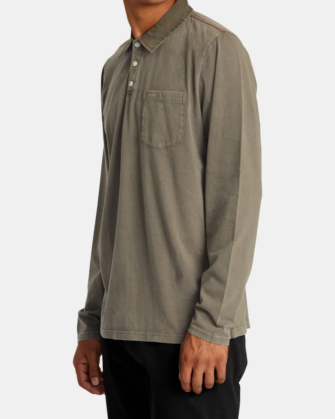 RVCA PTC POLO II LONG SLEEVE SHIRT Mushroom Hot