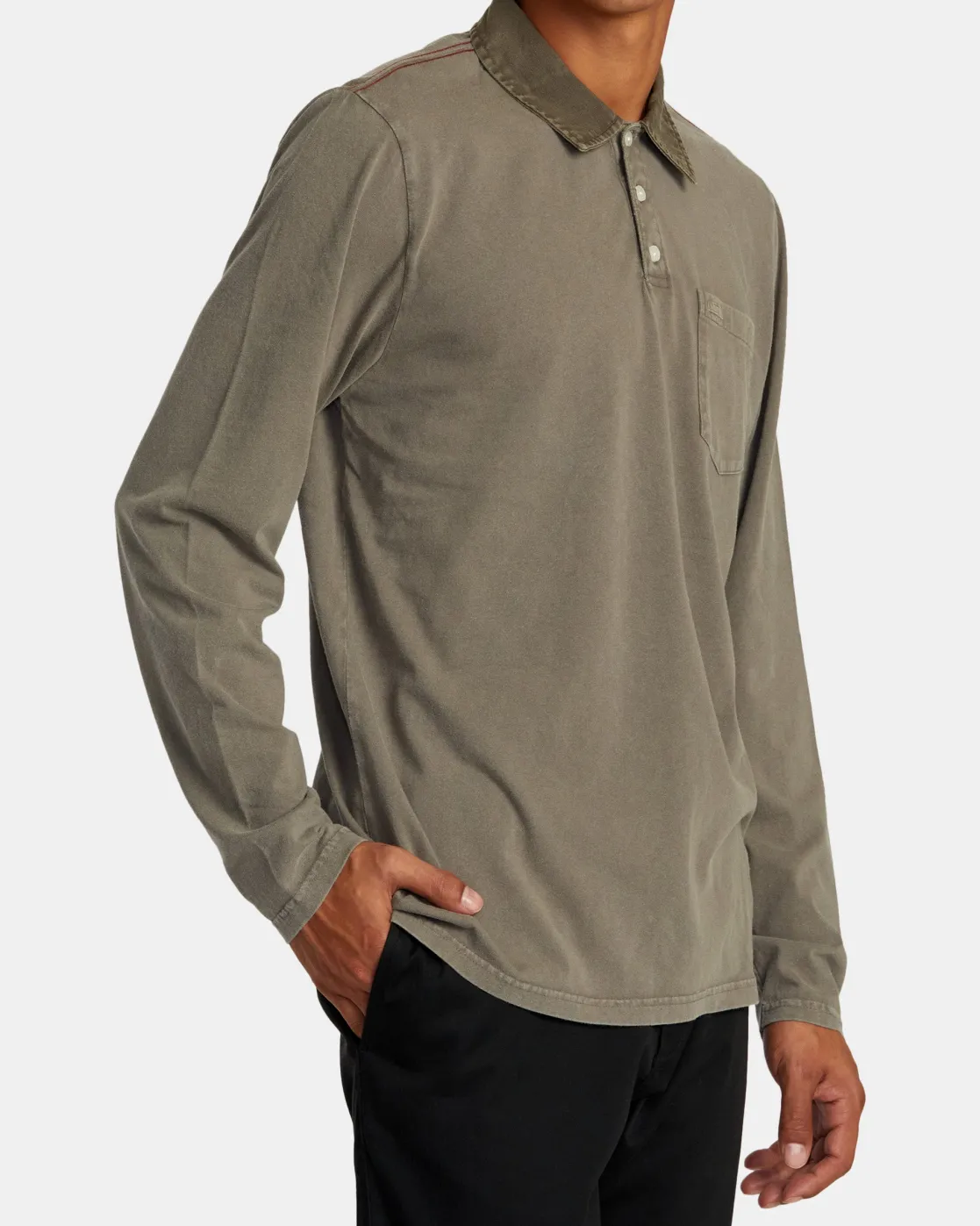 RVCA PTC POLO II LONG SLEEVE SHIRT Mushroom Hot