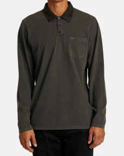 RVCA PTC POLO II LONG SLEEVE SHIRT Pirate Black Clearance