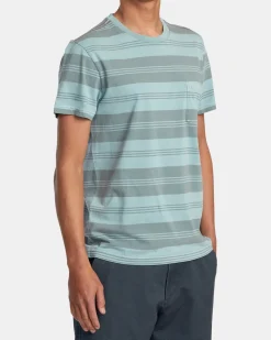 RVCA PTC STRIPE SHORT SLEEVE KNIT Light Blue New
