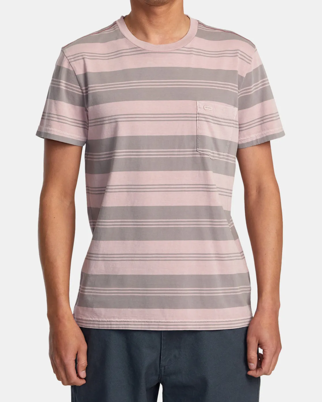 RVCA PTC STRIPE SHORT SLEEVE KNIT Pale Mauve Hot
