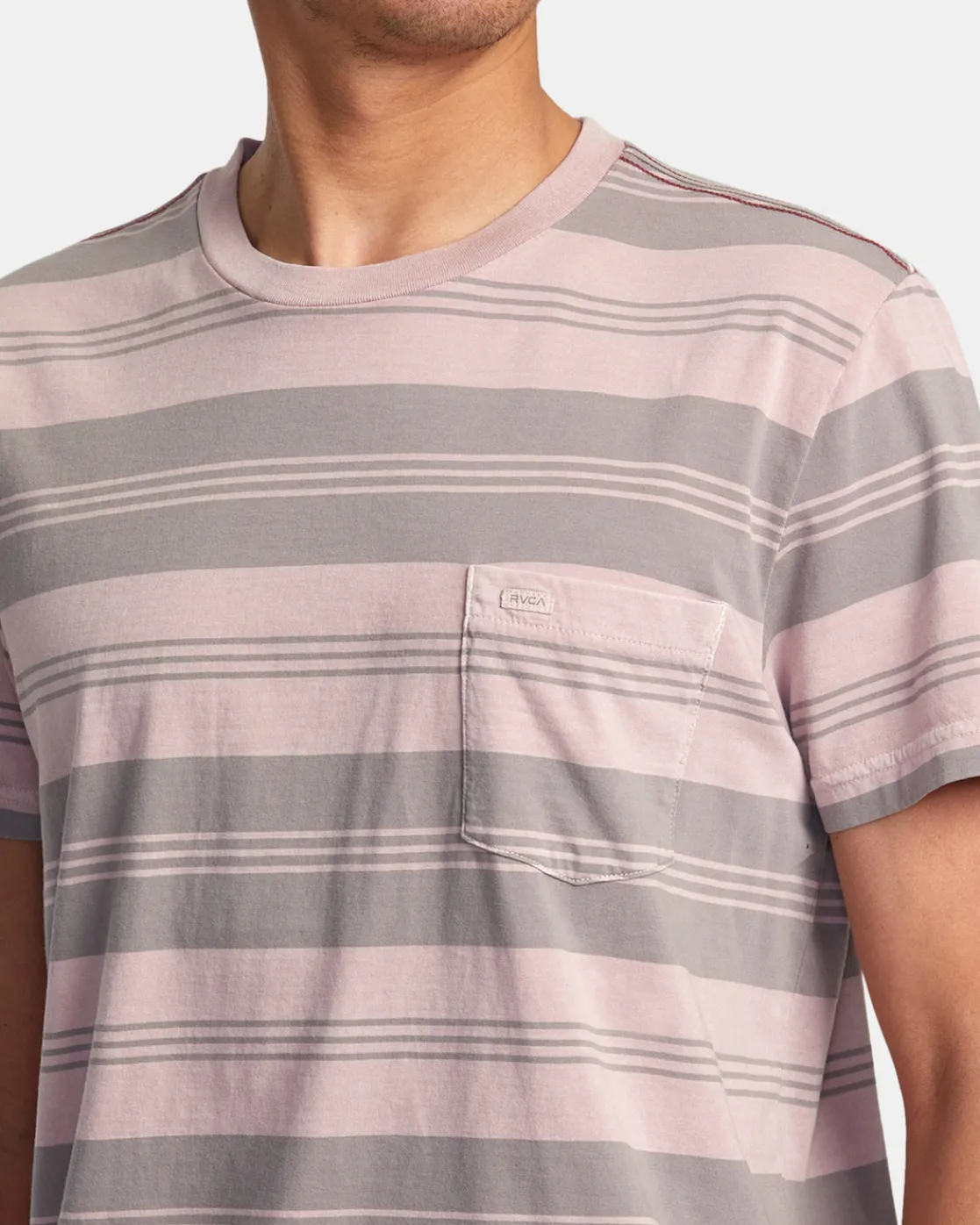 RVCA PTC STRIPE SHORT SLEEVE KNIT Pale Mauve Hot