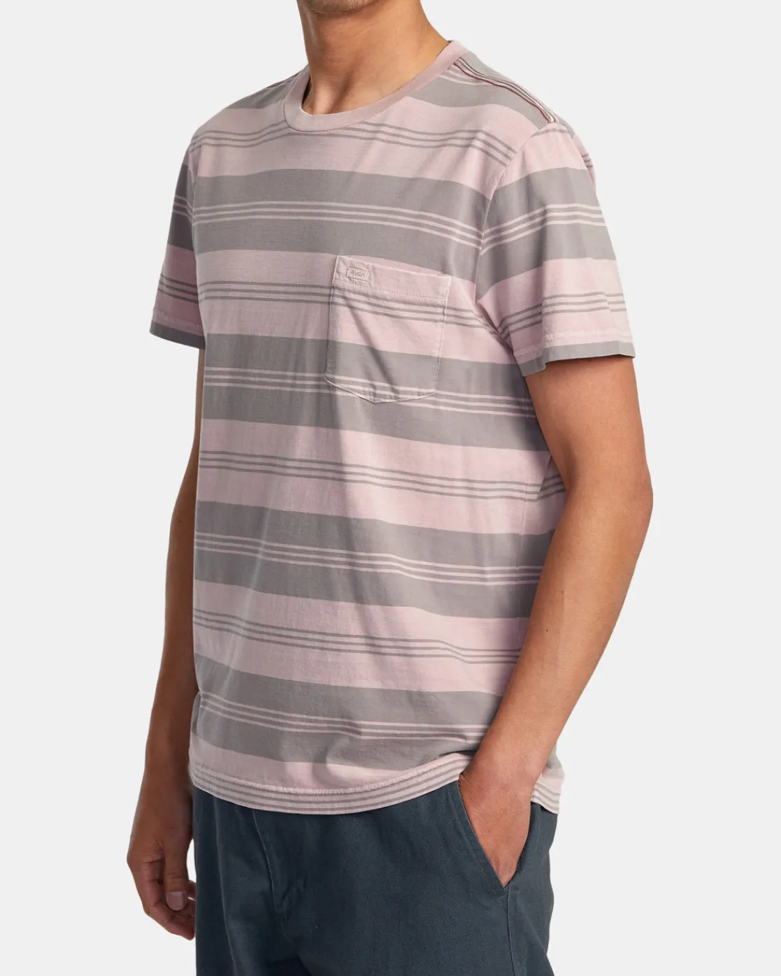 RVCA PTC STRIPE SHORT SLEEVE KNIT Pale Mauve Hot