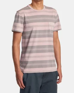 RVCA PTC STRIPE SHORT SLEEVE KNIT Pale Mauve Hot