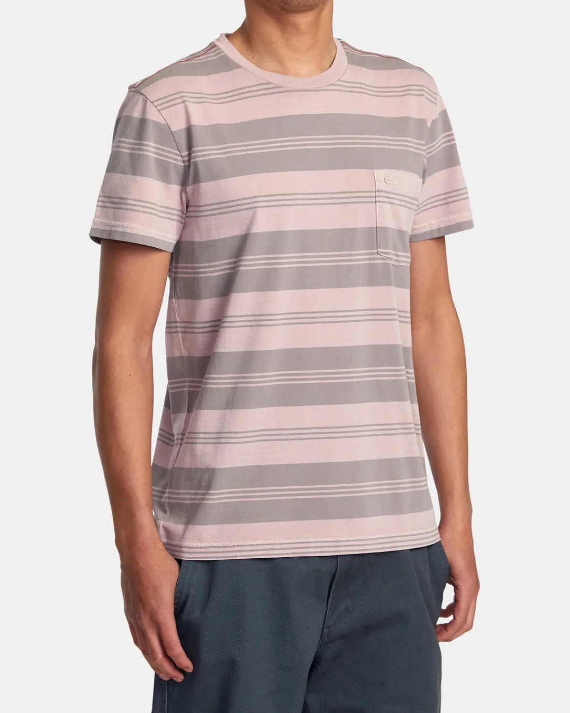 RVCA PTC STRIPE SHORT SLEEVE KNIT Pale Mauve Hot