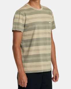 RVCA PTC STRIPE SHORT SLEEVE KNIT Latte Outlet