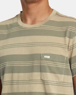 RVCA PTC STRIPE SHORT SLEEVE KNIT Latte Outlet