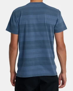 RVCA PTC STRIPE SHORT SLEEVE KNIT Petrol Blue Discount