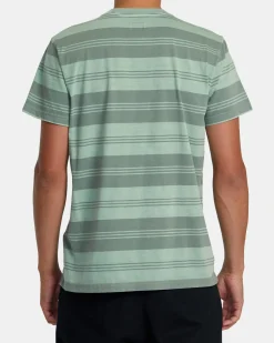 RVCA PTC STRIPE SHORT SLEEVE KNIT Granite Green Outlet