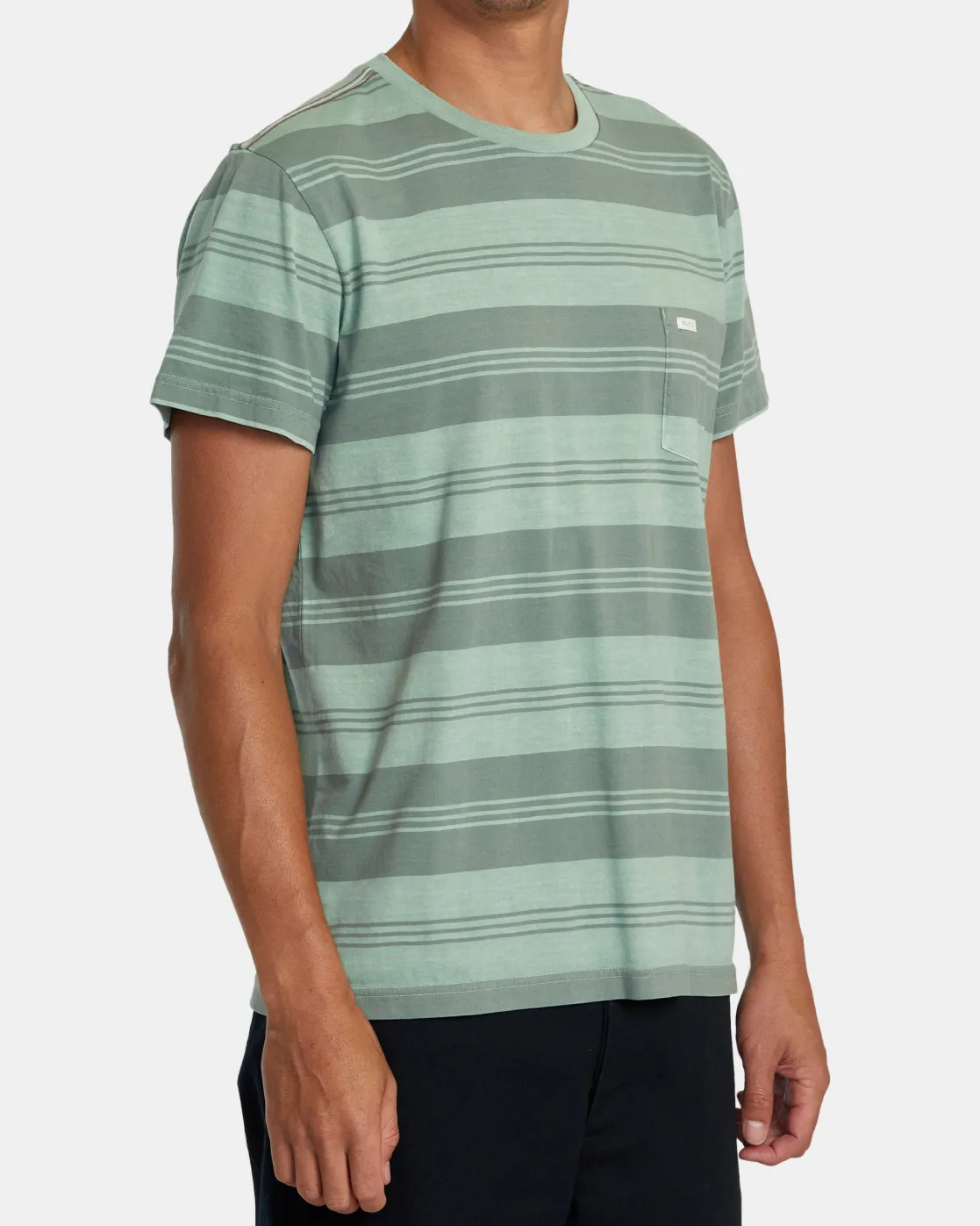 RVCA PTC STRIPE SHORT SLEEVE KNIT Granite Green Outlet