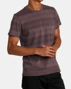 RVCA PTC STRIPE SHORT SLEEVE KNIT Plum Ash Clearance
