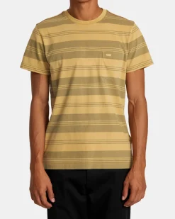 RVCA PTC STRIPE SHORT SLEEVE KNIT Ochre Sale