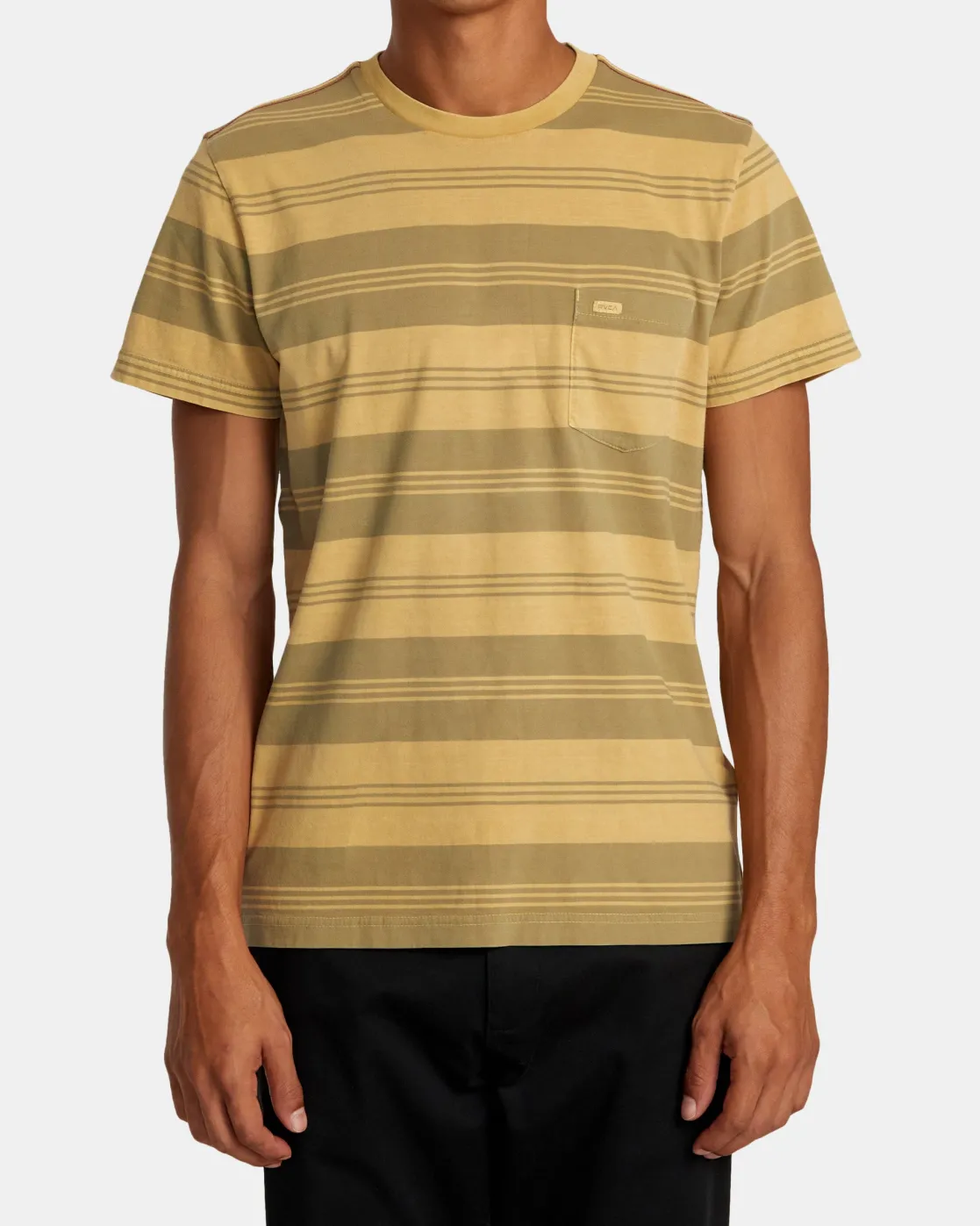RVCA PTC STRIPE SHORT SLEEVE KNIT Ochre Sale