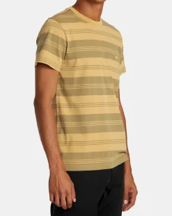 RVCA PTC STRIPE SHORT SLEEVE KNIT Ochre Sale