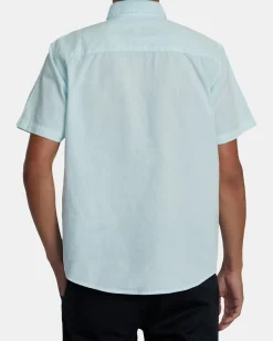 RVCA PTC WOVEN II SHORT SLEEVE SHIRT Light Blue Discount