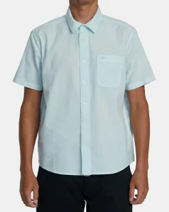 RVCA PTC WOVEN II SHORT SLEEVE SHIRT Light Blue Discount
