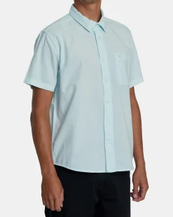 RVCA PTC WOVEN II SHORT SLEEVE SHIRT Light Blue Discount