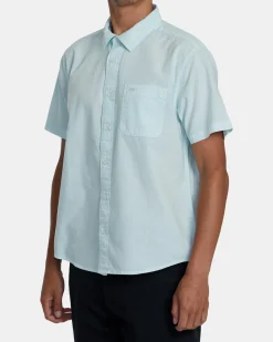 RVCA PTC WOVEN II SHORT SLEEVE SHIRT Light Blue Discount