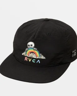 RVCA RAINBOW SKULL SNAPBACK HAT Black Discount
