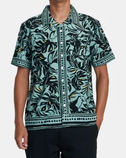 RVCA RESORT SHORT SLEEVE SHIRT Granite Green