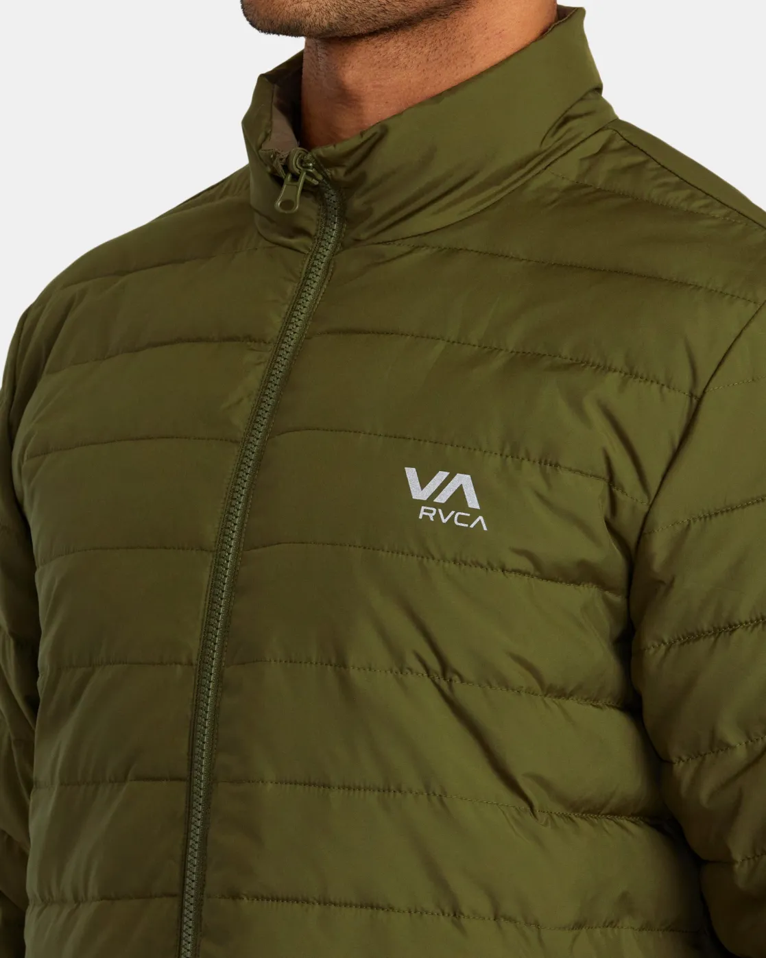 RVCA REVERSIBLE PUFFER JACKET Olive Online