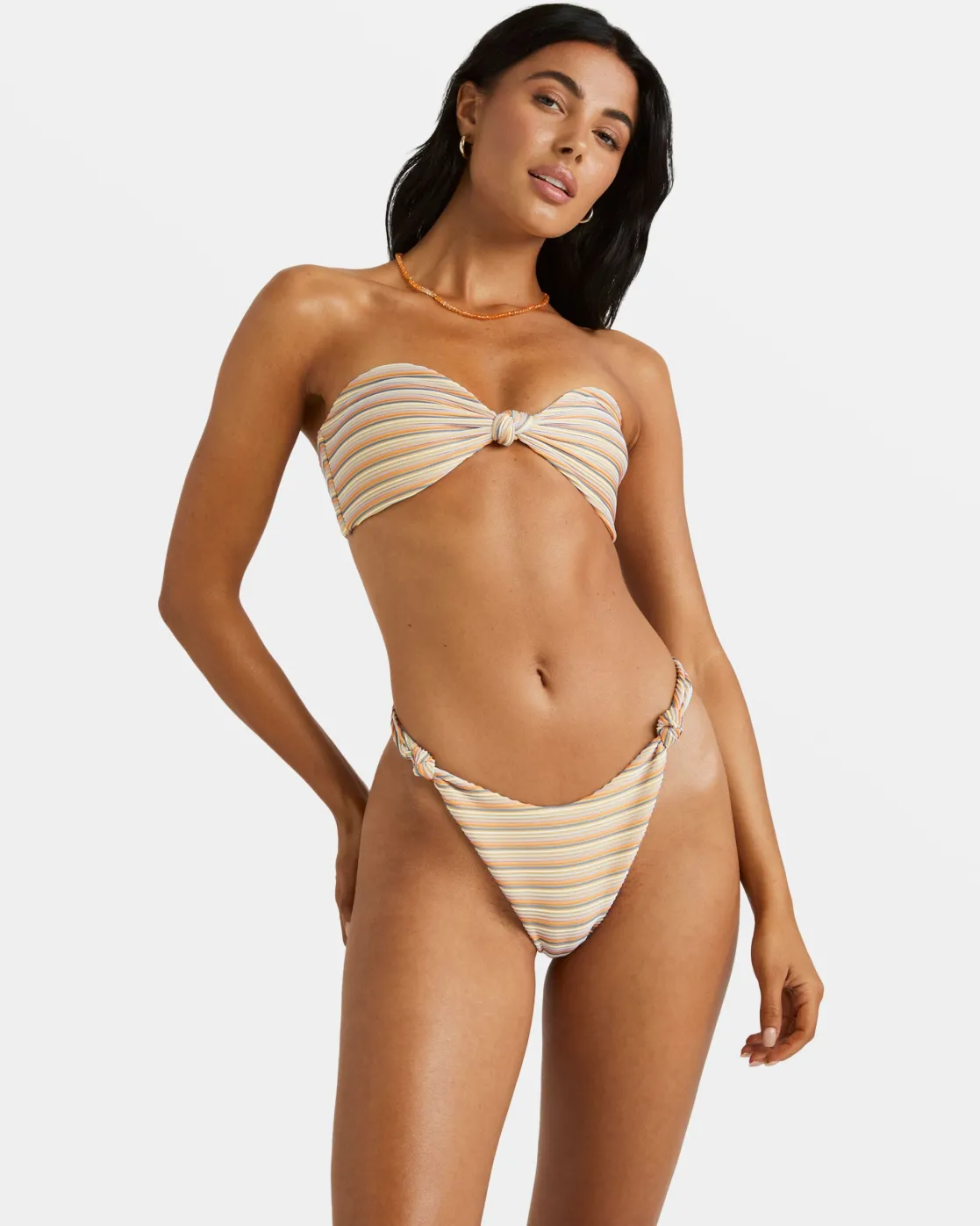 RVCA RIPPLE AND TWIST BANDEAU BIKINI TOP Sunrise Sale