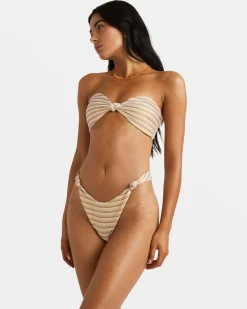 RVCA RIPPLE AND TWIST BANDEAU BIKINI TOP Sunrise Sale