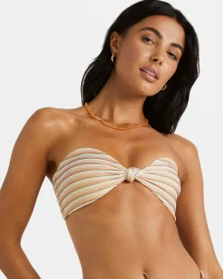 RVCA RIPPLE AND TWIST BANDEAU BIKINI TOP Sunrise Sale