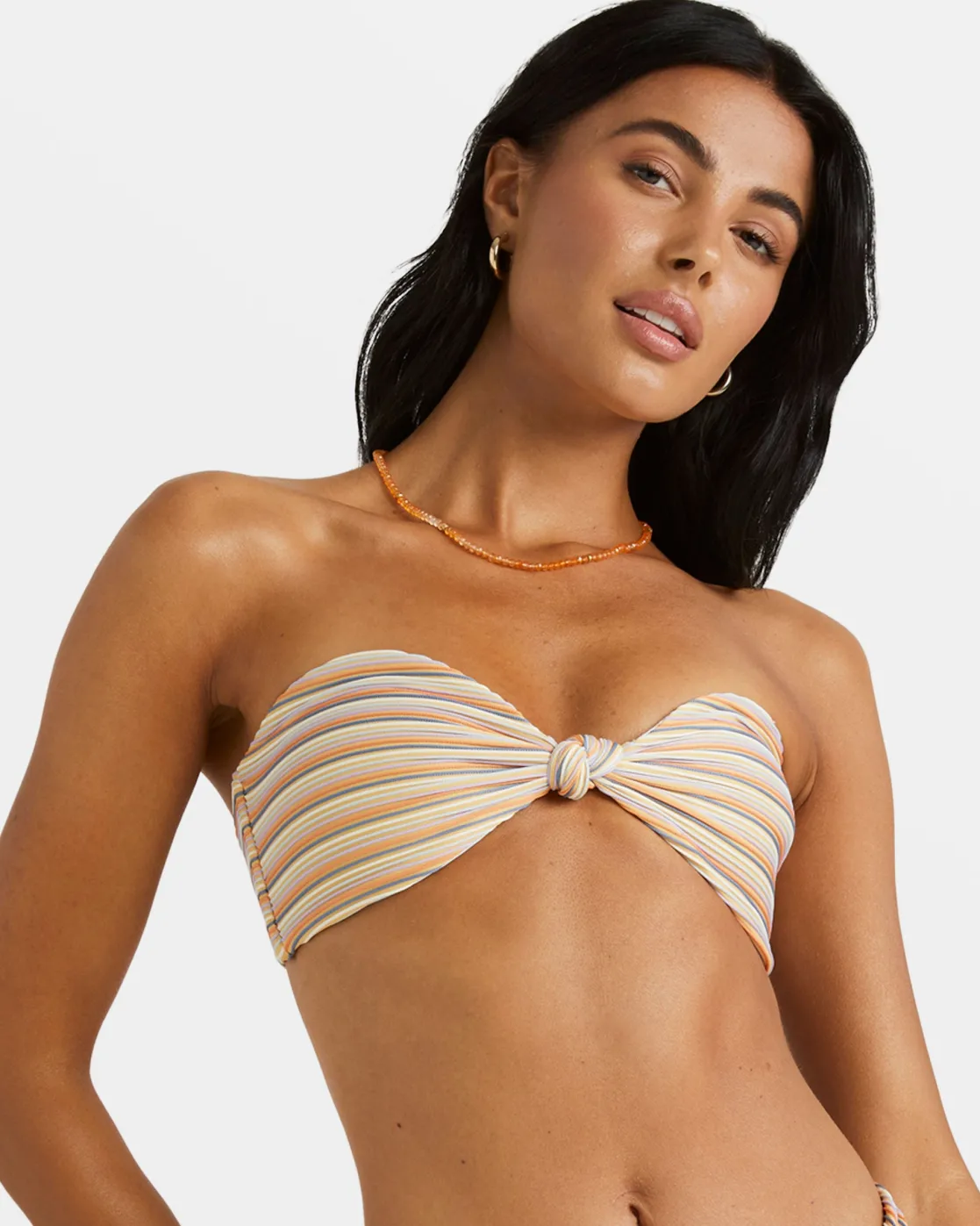 RVCA RIPPLE AND TWIST BANDEAU BIKINI TOP Sunrise Sale
