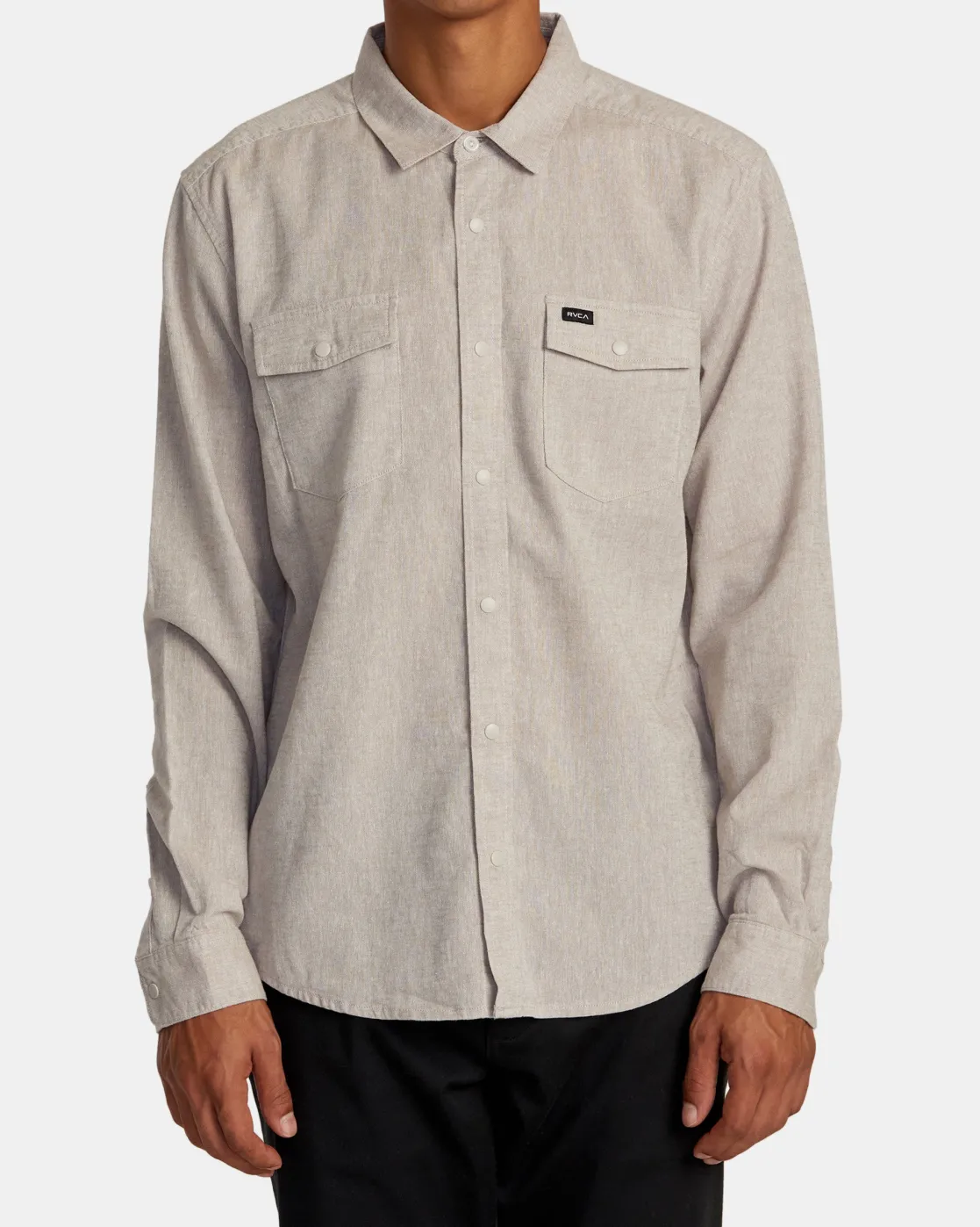 RVCA NEPS LONG SLEEVE SHIRT Washed Grey Online