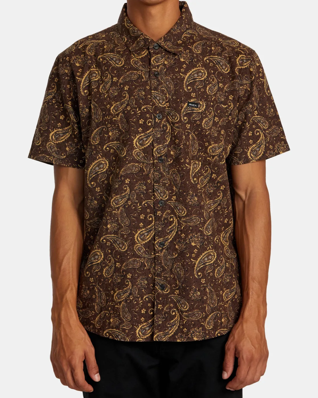 RVCA RVGAZI SHORT SLEEVE SHIRT Chocolate Discount