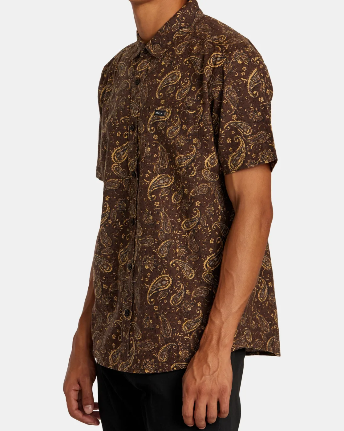 RVCA RVGAZI SHORT SLEEVE SHIRT Chocolate Discount
