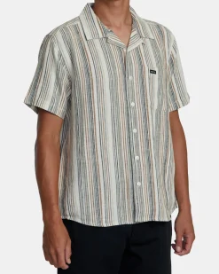 RVCA SATELLITE STRIPE SHORT SLEEVE SHIRT Antique White Online