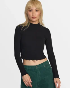 RVCA SAVED LONG SLEEVE LONG SLEEVE CROP TOP Black Online