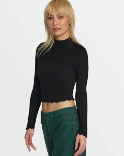 RVCA SAVED LONG SLEEVE LONG SLEEVE CROP TOP Black Online