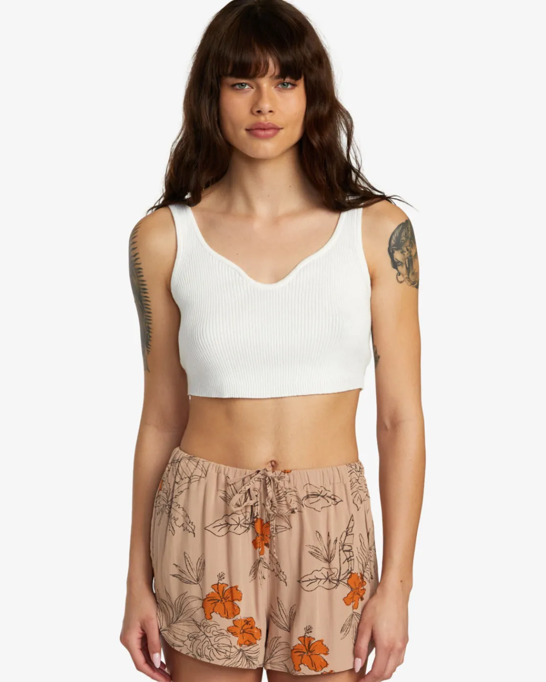 RVCA SELECTS ROUNDABOUT SWEATER TANK V-NECK SWEATER White Best