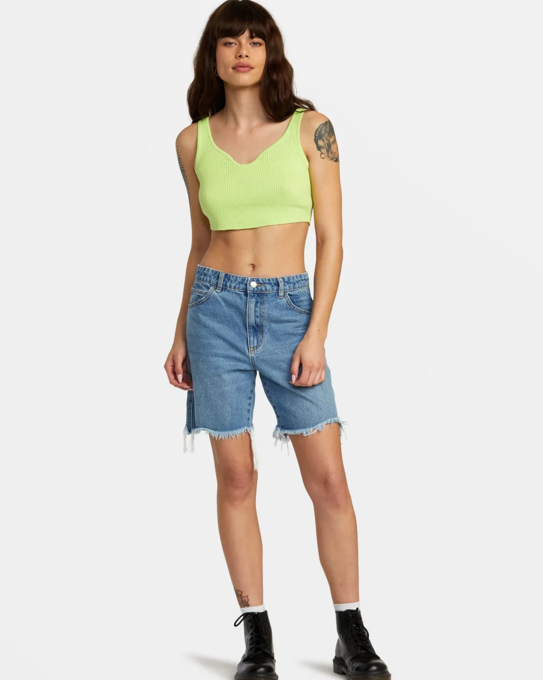 RVCA SELECTS ROUNDABOUT SWEATER TANK V-NECK SWEATER Neon Green Hot