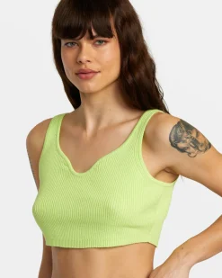 RVCA SELECTS ROUNDABOUT SWEATER TANK V-NECK SWEATER Neon Green Hot
