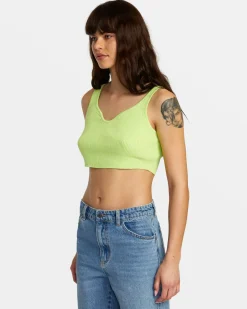 RVCA SELECTS ROUNDABOUT SWEATER TANK V-NECK SWEATER Neon Green Hot
